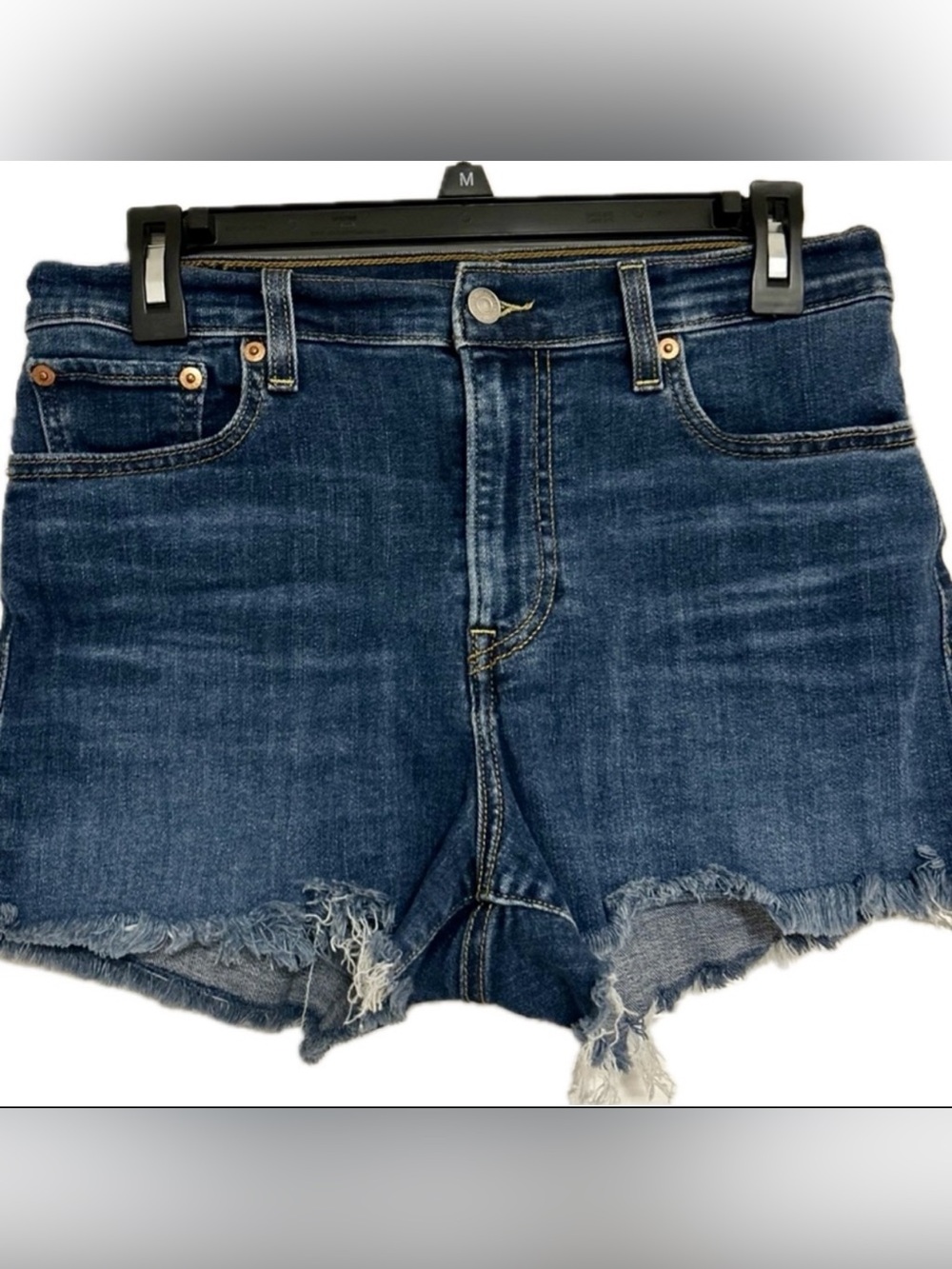 Levi's Blue Jean Shorts with Raw Hem and Regular Fit